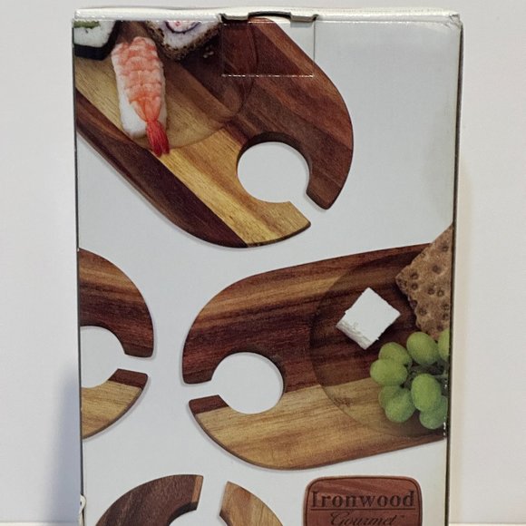 Ironwood Gourmet Acacia Wood Cocktail Cheese Wine Plates ~ Set of 4 ~ NEW - Picture 3 of 7